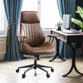 High Back Office Chair,Modern Swivel Office Chair,Brown Suede Fabric Gaming Chair,Height Adjustable Home Office Desk Chair with Lumbar Support