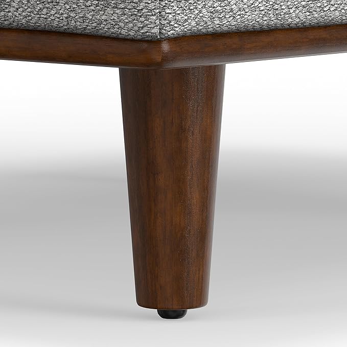 SIMPLIHOME Morrison 49-inch Wide Table Ottoman in Mist Grey Woven-Blend Fabric, Multifunctional Footrest, Coffee Table, or Extra Seating for Living Room, Mid-Century Modern Style