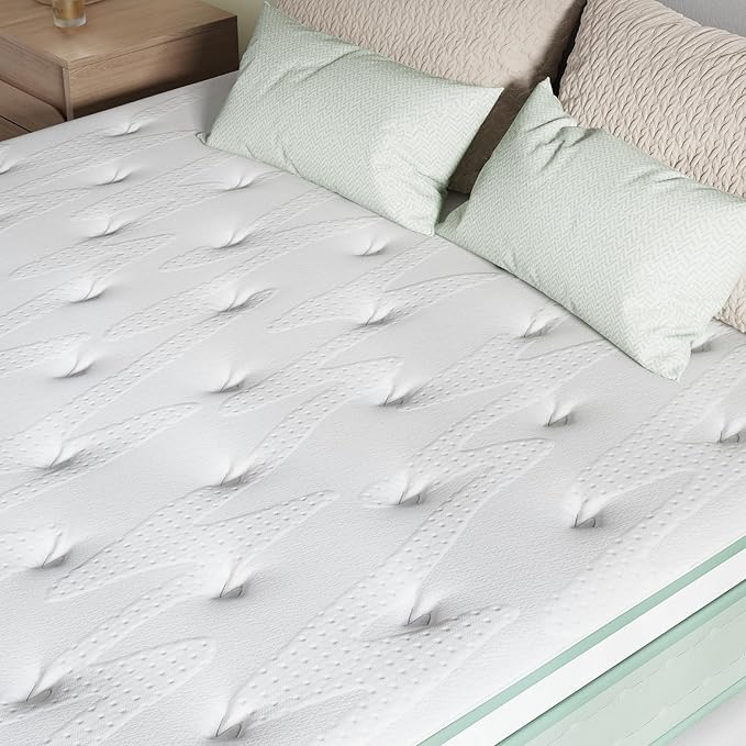 Novilla Queen Mattress, 12 Inch Hybrid Mattress, Gel Memory Foam with Individual Pocket Springs for a Peaceful Sleep, Queen Size Mattresses with Quilted Cover