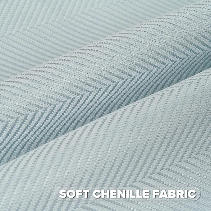 FUTEI Light Blue Chenille Throw Pillow Covers 22x22 Inch Set of 2,Soft Wide Chevron Textured Cushion Case,Farmhouse Home Decor for Couch Bed Living Room