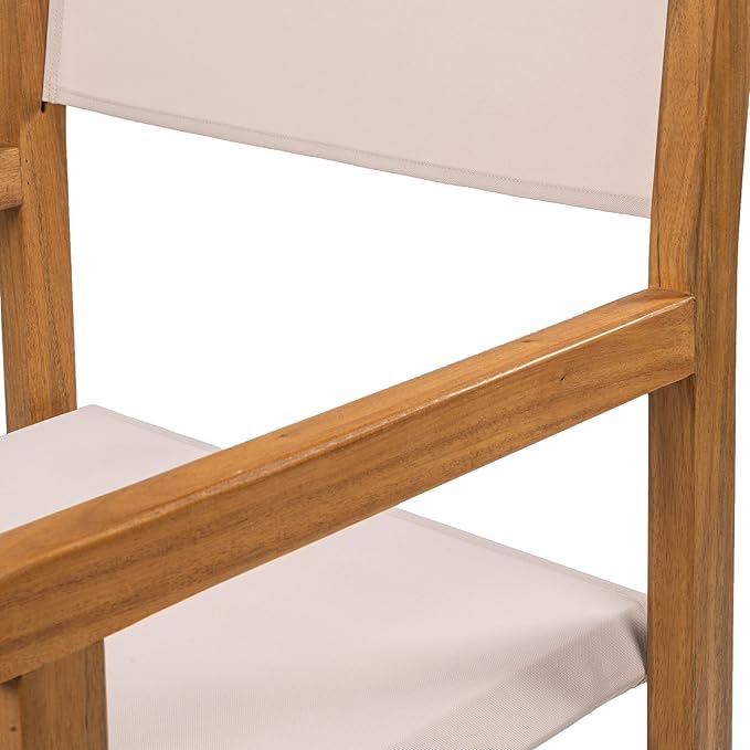 JONATHAN Y DRC1000B-SET2 Cukor Classic Vintage Outdoor Acacia Wood Folding Director Chair with Canvas Seat Classic, Vintage, Mid-Century, Modern, Traditional, Coastal, Beige/Teak Brown (Set of 2)
