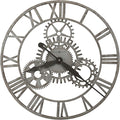 Howard Miller Sibley Wall Clock – Industrial Wall Mount Clock with Wrought Iron Vintage Steampunk Gear Design & Quartz Movement Modern Rustic Timepiece for Office Home Decor & Living Room
