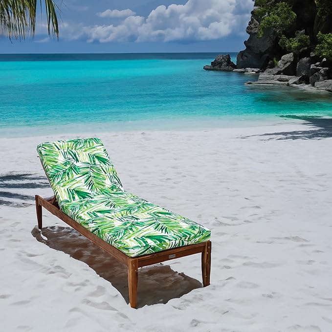 Tommy Bahama Chaise Cushion, 23" X 75" X 2.5", Coastal Palm Green Leaf