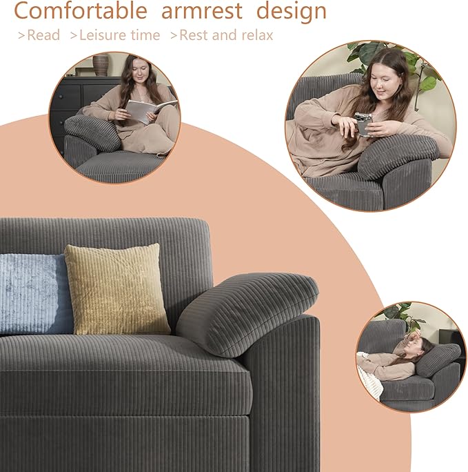 EASE MOOSE Oversized Modular Sectional Sofa with Ottoman, Modern Wide Deep Modular Couch, U Shaped Couch for Big Spaces Living Room,Dark Grey
