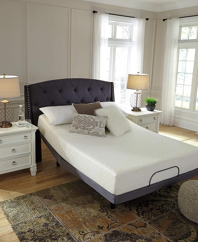Signature Design by Ashley Full Size Chime 10 Inch Medium Firm Memory Foam Mattresswith Green Tea & Charcoal Gel for Pressure Relief, Fiberglass Free, Mattress In A Box