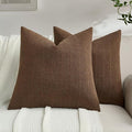 FUTEI Dark Brown Chenille Throw Pillow Covers 18x18 Inch Set of 2,Soft Striped & Diamond Textured Cushion Cases,Modern Home Decor for Couch Living Room