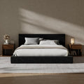 RECCI Cloud Upholstered Queen Bed Frame with Headboard, 5 Inch Foam Padded Platform, No Box Spring, Easy Assembly (Onyx)