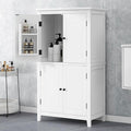 Tall Storage Cabinet, Bathroom Floor Freestanding Storage Cabinet with 2 Double-Door and Adjustable Shelves for Bathroom, Office, Living Room, White
