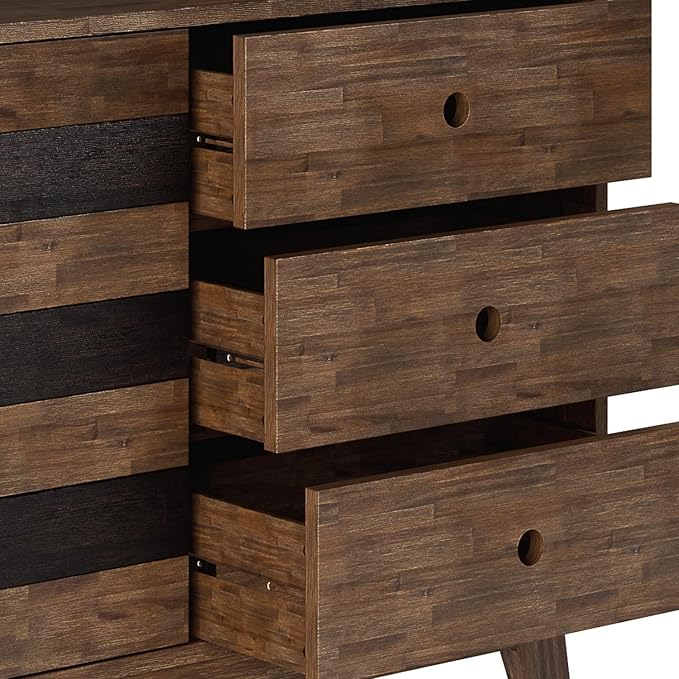 SIMPLIHOME Clarkson SOLID ACACIA WOOD 48 inch Wide Mid Century Medium Storage in Rustic Natural Aged Brown for the Living Room, Entryway and Family Room
