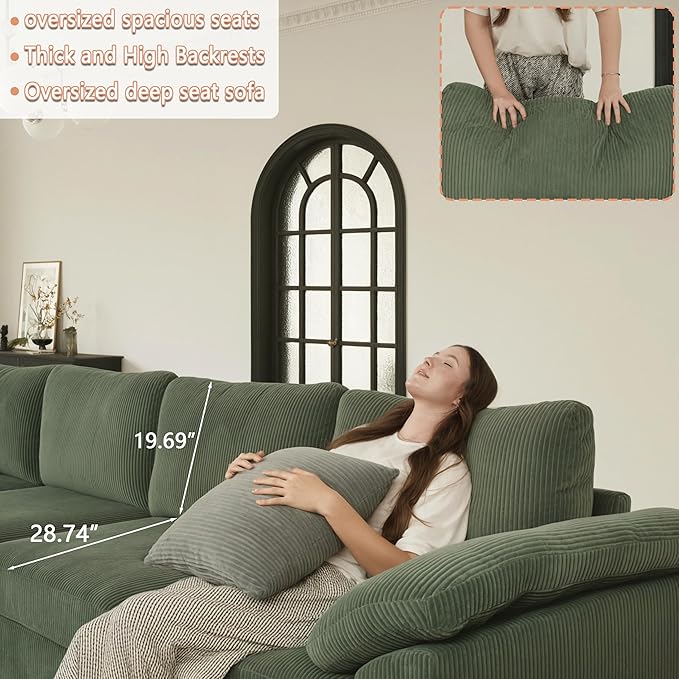 EASE MOOSE Oversized Modular Sectional Sofa, Extra Large L Shape Sectional Cloud Couch,Comfty Deep Modular Sofa with Ottoman for Living Room