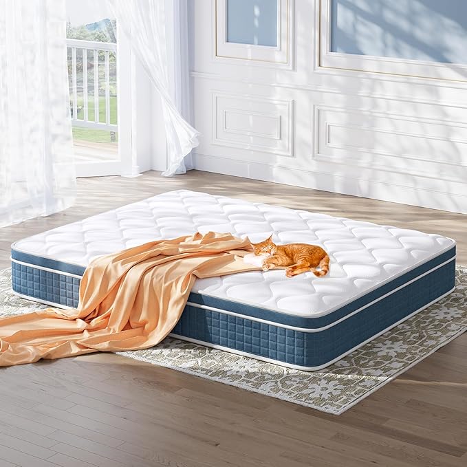 koorlian Twin XL Mattress, 8 Inch Hybrid Mattress Twin XL with Individual Pocket Springs and Pressure-Relieving Memory Foam, Breathable, Medium Firm Mattress in a Box 80"x39"x8"