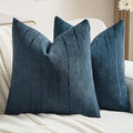 FUTEI Navy Blue Chenille Decorative Throw Pillow Covers 24x24 Inch Set of 2,Soft Embossed Striped Textured European Cushion Case,Modern Home Decor for Couch Bed Living Room