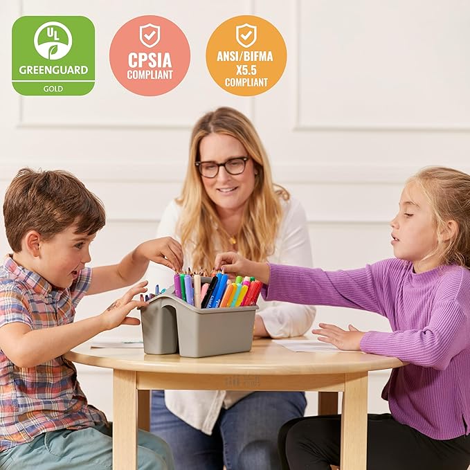 ECR4Kids 30in D Round Hardwood Table with 22in Legs, Kids Furniture, Antique White