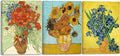 Wieco Art Large 3 Panels Canvas Prints of Vincent Van Gogh Paintings Reproduction Red Poppies and Daisies Sunflower Irises in Vase Canvas Wall Art for Living Room Home Office Decor
