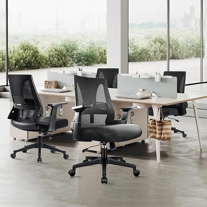 CLATINA 500lbs Big and Tall Office Chair Heavy Duty Mesh Ergonomic Computer Chairs with Adjustable Lumbar Support and Wide Comfy Seat for Home Office Conference Heavy People, Black
