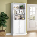 71.4" Tall Bookshelf with Cabinet, 5-Tier Floor Standing Bookcase with Doors & Adjustable Shelves, 31.5" Wide Storage Shelf, Metal Handles, Modern Organizer for Home Office, Living Room