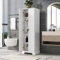 Tall Storage Cabinet, Bathroom Floor Freestanding Storage Cabinet with 2 Doors, 5 Shelves, and Adjustable Shelves for Bathroom, Office, Living Room, White