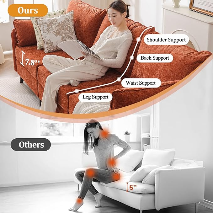 104'' Modular Sectional Sofa with All Seats Storage,Oversized 3-Seater Comfy Cloud Couches with Deep Seat,Big Couch for Living Room,Bedroom,Velet,Orange