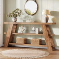 Tribesigns 70.9" Extra Long Console Table with Storage, 3-Tier Narrow Wooden Sofa Table Behind The Couch, Farmhouse Entry Foyer Table for Entryway, Living Room, Hallway, Brown