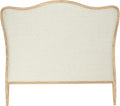 Creative Co-Op Modern Farmhouse Solid Oak Wood Headboard with Linen Upholstery, Natural and Beige, Queen
