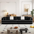 135" Modular Sectional Couch, 4-Seater with Throw Pillows Modern Teddy Fabric Foam Boneless Sofa for Living Room, Oversized with Deep Seat, No Assembly Required,Black