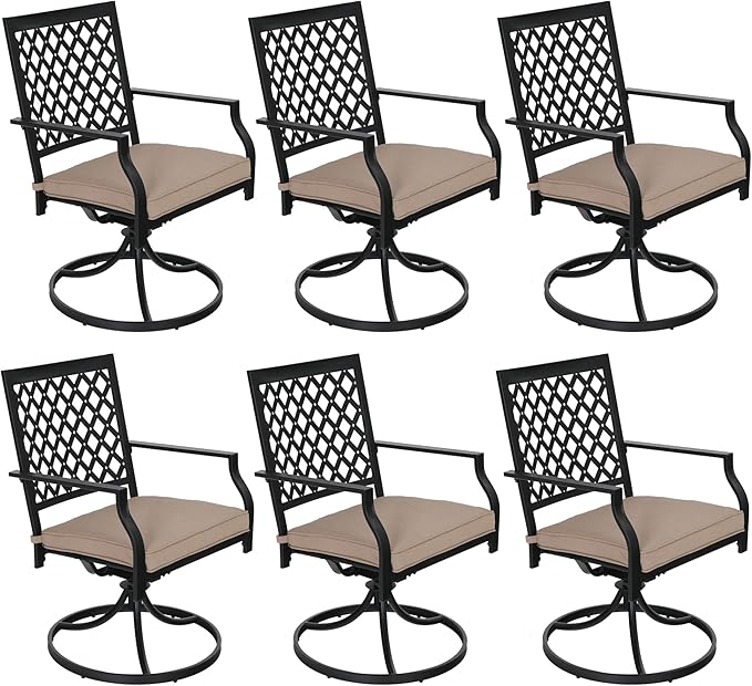 Sophia & William Patio Dining Chairs Set of 6, Outdoor Swivel Rocker Patio Chairs with Cushion, Metal Outdoor Chairs for Garden Backyard Bistro