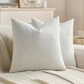FUTEI Cream Velvet Throw Pillow Covers 24x24 Inch Set of 2,Soft Embossed Leaf-Relief Textured European Cushion Cases,Natural Home Decor for Couch Living Room