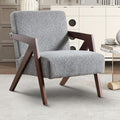 INZOY Mid Century Modern Accent Chair with Wood Frame, Upholstered Reading Armchair with Soft Linen Fabric, Accent Chair for Living Room Bedroom Apartment, Easy Assembly, Blue