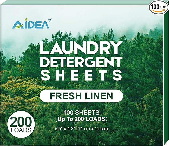 AIDEA Laundry Detergent Sheets, Washer Sheet Detergent, No Plastic Jug, Laundry Soap Sheet For Travel, Home Washing, Fresh Scent-(200 Loads) 100 Sheets