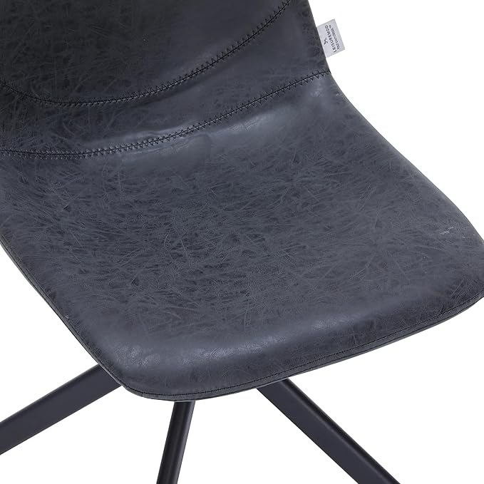 LeisureMod Markley Swivel Leather Dining Side Chair with Durable Iron Legs – Comfortable Accent Chair for Kitchen, Dining Room, or Office Set of 4