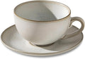 Porcelain Coffee Cup with Saucer, 10 oz Vintage Design Ceramic Latte Art Cappuccino Barista Espresso Tea Cup with Saucer(White Shell)