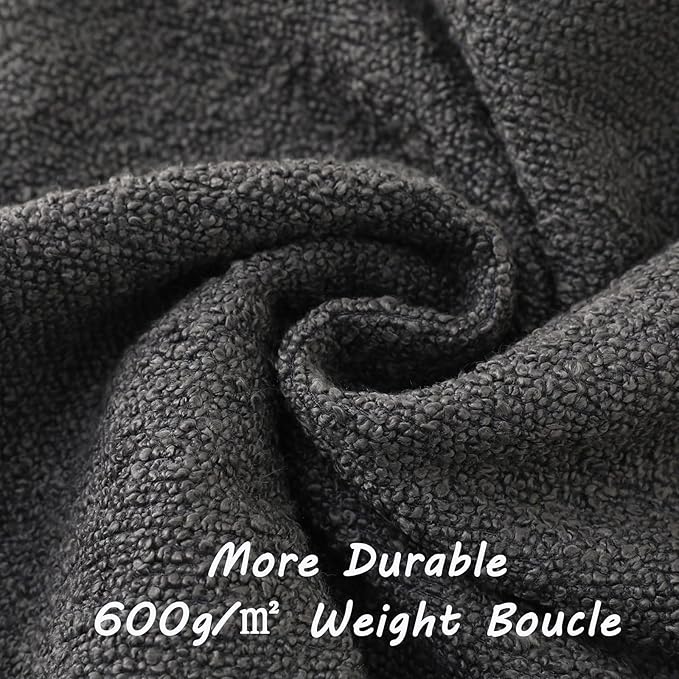 FUTEI Pack of 2 Dark Grey Decorative Throw Pillow Covers 20x20 Inch Soft Cozy Solid Boucle Textured Cushion Case,Modern Home Decor for Couch Bed Living Room