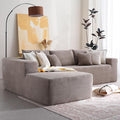 106" Cloud Sectional Couch with Chaise Lounge,L Shaped Modular Modern Sofa,Comfy Corduroy Fluffy Couches with Deep Seat,No Assembly Required Couch for Living Room(Left,Stripe Corduroy,Camel)