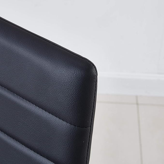 JT Modern Minimalist Dining Chair Fireproof Leather Sprayed Metal Pipe Diamond Grid Pattern Restaurant Home Conference Chair Set of 4 Or 6 (4, Jet Black)
