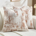 FUTEI Rust White Decorative Throw Pillow Covers 16x16 Inch Set of 2,Soft Faux Cashmere Jacquard - Textured & Cozy Cushion Case,Modern Home Decor for Couch Bed Living Room