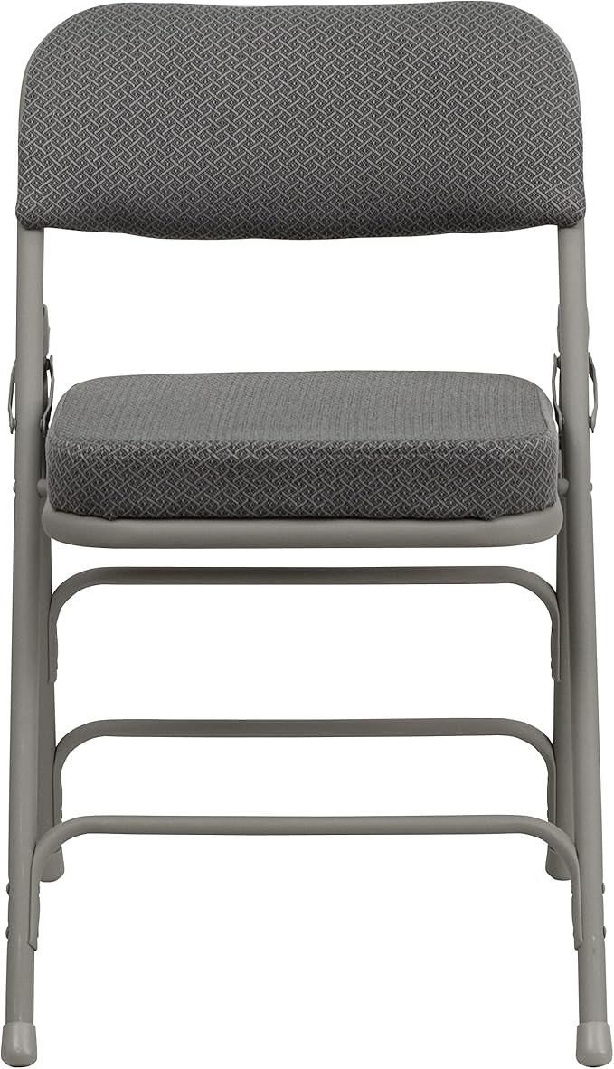 Flash Furniture Hercules Series Metal Folding Chair with Cushioned Seat, Fabric Upholstered Event Chair with 300-lb. Static Weight Capacity, Gray