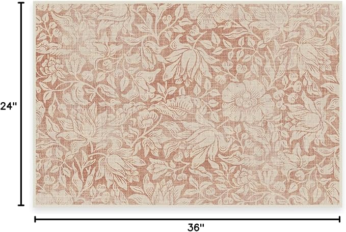 RUGGABLE x Morris & Co Washable Area Rug – Mallow Rust Red 2x3, Stain-Resistant, Non-Slip – Small Machine Washable Rugs for Living Room, Bedroom, Hallway, Entryway & Bathroom–with Cushioned Pad