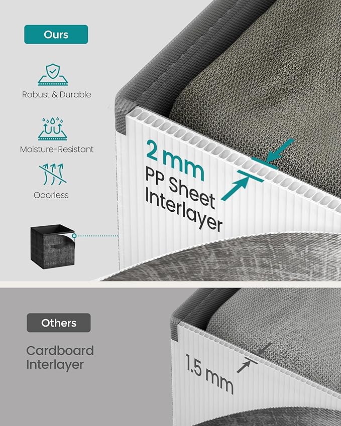 SONGMICS Storage Cubes, 13 x 13 x 13 Inches Non-Woven Fabric Bins with Double Handles, Set of 10, Closet Organizers for Shelves, Foldable, for Clothes, Ink Black UROB133B01