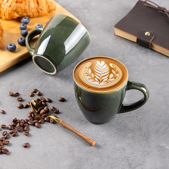 GBHOME Ceramic Coffee Mugs Set of 4, 12oz Stoneware Coffee Mugs Set For Dad Mom Women MEN, Light Weight Coffee Cups for Latte/Tea/Beer/Hot Cocoa, Dishwasher & Microwave Safe