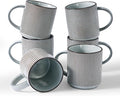 famiware Coffee Mug Set for 6, Star 16 oz Catering Mugs Cup Set with Handle for Coffee, Tea, Cocoa, Milk - Ceramic Stoneware Drinkware Set, Smoky Blue