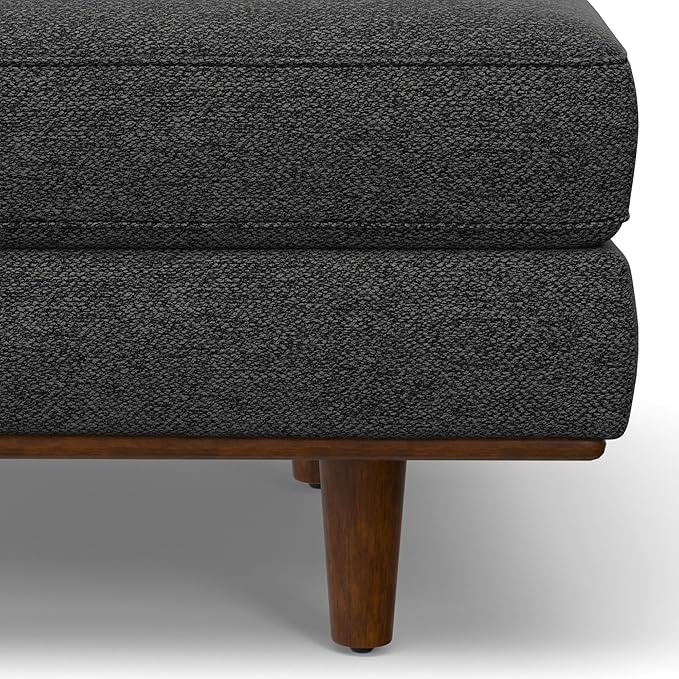SIMPLIHOME Morrison 33-inch Wide Table Ottoman in Charcoal Grey Woven-Blend Fabric, Multifunctional Footrest, Coffee Table, or Extra Seating for Living Room, Mid-Century Modern Style