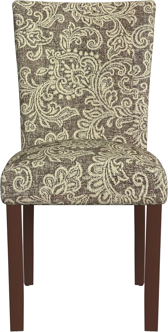 HomePop Classic Parsons Dining Chair, Pack of 2, Brown Jacobean Print