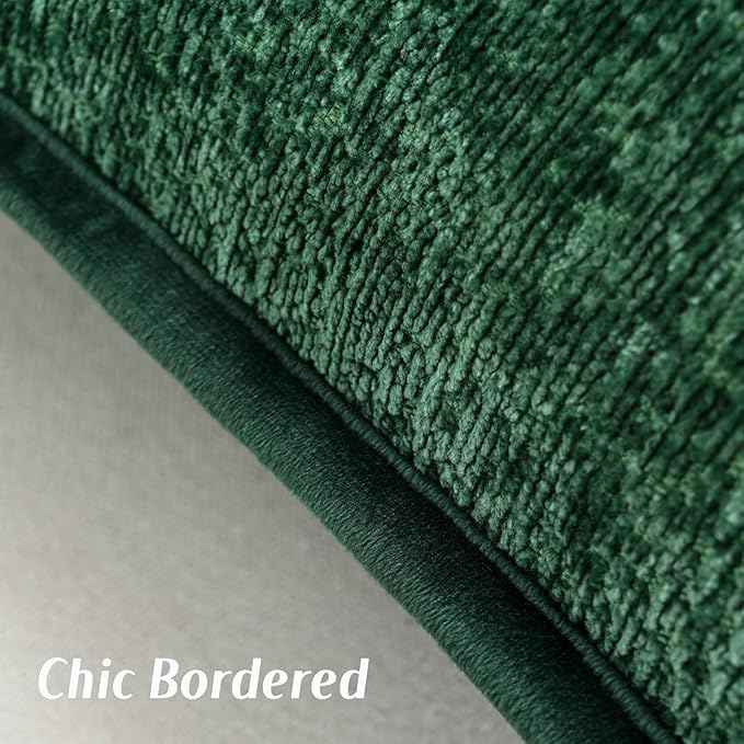 FUTEI Christmas Dark Green Chenille Throw Pillow Covers 20x20 Inch Set of 2,Soft Cozy Bound Edge Design Cushion Case,Home Decor for Couch Bed Living Room