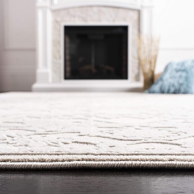 SAFAVIEH Reflection Collection Area Rug - 6'7" Square, Cream & Ivory, Non-Shedding & Easy Cleaning, Ideal for Living Room, Bedroom (RFT665D)
