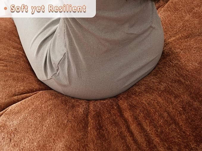 EASE MOOSE Oversized Sectional Cloud Couch for Living Room, Modular Boneless Sofa L-Shaped, Cloud Sofa Set with Fluffy Foam, 4-Seater Comfy Sofas with Ottoman for Bedroom Apartment, Chenille (Brown)