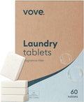 Vove Plastic-Free Laundry Detergent Tablets, 60 Pack – Concentrated, Biodegradable & Plant-Based Formula with 3x Enzyme Power – Tough on Stains, Gentle on Fabric, Fragrance-Free & Eco-Friendly