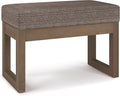SIMPLIHOME Milltown 27 inch Wide Contemporary Rectangle Footstool Ottoman Bench in Mink Brown Tweed Look Fabric, Assembled, for the Living Room and Bedroom