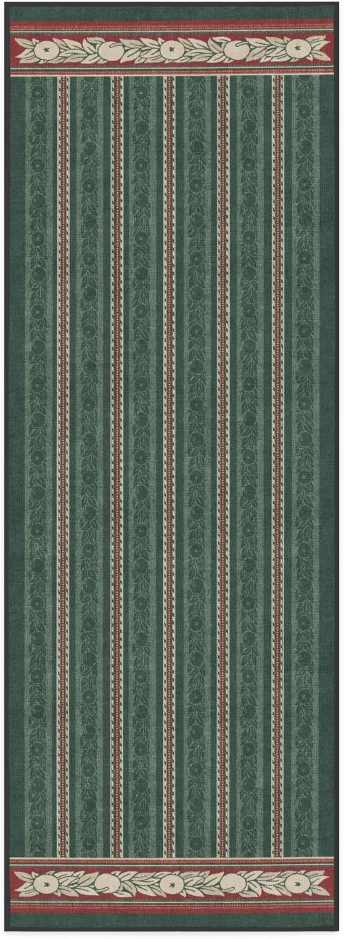 RUGGABLE x Morris & Co Machine Washable Christmas Runner Rug – Fruit Stripe Spruce Green 2.5x7, Stain-Resistant, Non-Slip – Washable Rug for Hallway, Entryway, Living Room & Kitchen–with Standard Pad