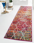 Unique Loom Trellis Frieze Collection Area Rug - Geometric (2' x 6' Runner, Multi/ Ivory)