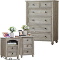 Farmhouse Dressers and Night Stand Set of 3, Wood 43.5'' Tall Dresser and 18'' Wide Chest of Drawers, Roman Column Nightstand Set of 2, Bedroom Furniture Dresser Suites for Living Room, Hallway, Home